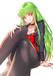 Rule 34 | 1girl, breasts, c.c., cleavage, code geass, creayus, green hair, image sample, legs, long hair, looking at viewer, md5 mismatch, medium breasts, pantyhose, resolution mismatch, simple background, smile, solo, source larger, tera online, very long hair, yellow eyes