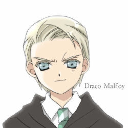 Rule 34 | 1boy, animification, blonde hair, blue eyes, character name, draco malfoy, harry potter (series), koge donbo, male focus, necktie, simple background, solo, upper body, wizarding world