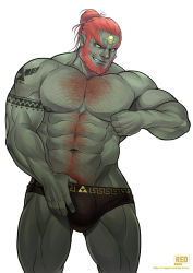 Rule 34 | 1boy, abs, body hair, bulge, ganondorf, looking at viewer, male focus, muscular, naughty face, nintendo, pectorals, topless male, solo, tagme, tattoo, the legend of zelda, underwear