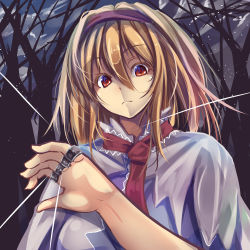 Rule 34 | 1girl, alice margatroid, blonde hair, hairband, jewelry, monikano, necktie, red eyes, ring, short hair, solo, touhou