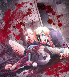 Rule 34 | 1boy, 1girl, bad end, blonde hair, blood, blood on face, blood on clothes, blue eyes, breasts, brown eyes, brown hair, cannibalism, corpse, corpse party, crazy, crazy eyes, crazy smile, death, eating, eyeball, fang, grin, guro, hair over one eye, holding hands, hetero, intestines, kishinuma yoshiki, nipples, note, organs, ribs, rokuhara, school uniform, shinozaki ayumi, short hair, short twintails, slit pupils, small breasts, smile, spoilers, sweatdrop, tears, twintails