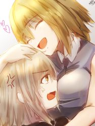Rule 34 | 2girls, anger vein, bad id, bad pixiv id, blonde hair, breasts, fang, fate (series), heart, highres, jeanne d&#039;arc (fate), jeanne d&#039;arc (girl from orleans) (fate), jeanne d&#039;arc (ruler) (fate), jeanne d&#039;arc alter (avenger) (fate), jeanne d&#039;arc alter (fate), multiple girls, necktie, ramchi, short hair, yellow eyes, yuri