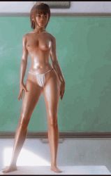 Rule 34 | 1girl, 3d, animated, animated gif, ass, breasts, brown hair, covered erect nipples, medium breasts, nipples, original, solo