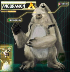 Rule 34 | angoramon, belt, covered eyes, digimon, digimon (creature), highres, rabbit, solo, white fur, yellow fur