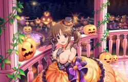 Rule 34 | 10s, 1girl, artist request, bare shoulders, blush, bow, breasts, breasts out, brown eyes, brown hair, collarbone, dress, elbow gloves, frills, gloves, hair ornament, halloween, halloween costume, hat, idolmaster, idolmaster cinderella girls, idolmaster cinderella girls starlight stage, jack-o&#039;-lantern, jewelry, lace, long hair, looking at viewer, medium breasts, moon, necklace, night, nipples, nude filter, open mouth, pumpkin, ribbon, sleeveless, smile, solo focus, third-party edit, topless, totoki airi, tree, twintails, witch hat