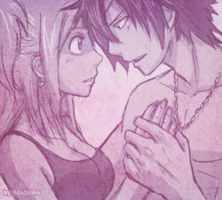 Rule 34 | 1boy, 1girl, blush, breasts, earrings, fairy tail, gray fullbuster, jewelry, long hair, lucy heartfilia, milady666, monochrome, necklace, open mouth, pendant, short hair, simple background