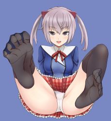 Rule 34 | 1girl, absurdres, feet, foot focus, frame arms girl, highres, innocentia, long hair, looking at viewer, no shoes, open mouth, panties, pantyshot, pov, see-through, see-through legwear, soles, toes, twintails, underwear