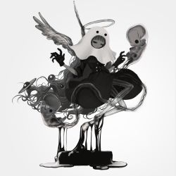 Rule 34 | 1girl, blood, buttons, closed mouth, double-breasted, dress, fetus, floating, ghost, gloves, greyscale, halo, hand up, hands up, highres, monochrome, narue, original, placenta, simple background, umbilical cord, white background, wings