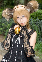 Rule 34 | animal ears, bell, blonde hair, cosplay, dog ears, dress, glasses, highres, lace, minazuki rui, photo (medium)