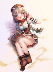 Rule 34 | 1girl, :o, animal, assault rifle, blonde hair, blue eyes, blush, boots, braid, bug, butterfly, butterfly on nose, candy, chocolate, chocolate bar, eyelashes, fn fnc, fnc (girls&#039; frontline), food, food on face, frills, full body, girls&#039; frontline, gun, hair ribbon, hat, highres, insect, legs, long hair, lying, on back, open mouth, paint musume, personification, ribbon, rifle, shirt, single braid, skirt, solo, suspenders, thighs, wavy mouth, weapon, white shirt