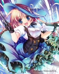Rule 34 | 1girl, :d, amamine, bad id, bad pixiv id, black gloves, blue eyes, frilled skirt, frills, gloves, hat, holding, instrument, light brown hair, long hair, looking at viewer, majoca majoluna, official art, open mouth, original, skirt, smile, solo, violin