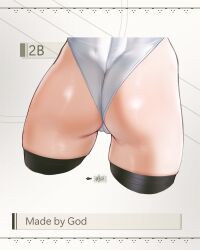 Rule 34 | 1girl, 2b (nier:automata), absurdres, ass, ass focus, black thighhighs, cameltoe, character name, cleft of venus, commentary, english commentary, highres, leotard, nier:automata, nier (series), solo, thighhighs, thighs, waligner, white leotard