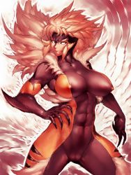 Rule 34 | 10s, 1girl, abs, bodysuit, breasts, cameltoe, claws, covered erect nipples, fang, fumio (rsqkr), genderswap, genderswap (mtf), large breasts, marvel, sabertooth (x-men), short hair, smile, solo, x-men