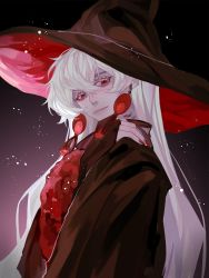 Rule 34 | 1girl, absurdres, baizhayixia, bishounen, earrings, hat, highres, jewelry, mischief witch, red eyes, sky: children of the light, snail shell, solo, tassel, tassel earrings, witch hat