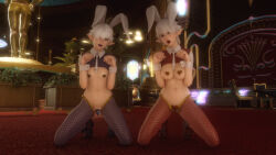 Rule 34 | 1boy, 1girl, 3d, alisaie leveilleur, alphinaud leveilleur, artist request, black thighhighs, casino, chastity cage, crossdressing, final fantasy, final fantasy xiv, fishnet thighhighs, fishnets, heart pasties, highres, makeup, meme attire, pasties, pointy ears, precum, precum string, rabbit ears, red thighhighs, reverse bunnysuit, reverse outfit, siblings, source request, tagme, testitles, thighhighs, twins