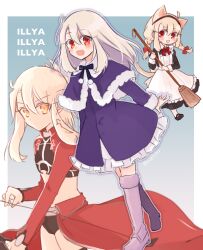 Rule 34 | :d, absurdres, ahoge, alternate costume, alternate hairstyle, apron, black footwear, blonde hair, boots, bow, bow (weapon), braid, broom, capelet, character name, coat, enmaided, fate/kaleid liner prisma illya, fate (series), folded ponytail, hair bow, hairband, highres, holding, holding bow (weapon), holding broom, holding weapon, illyasviel von einzbern, long sleeves, looking at viewer, maid, maid apron, midriff, multiple views, open mouth, purple capelet, purple coat, purple footwear, red bow, red eyes, saihara, serious, sidelocks, smile, thigh boots, twin braids, twintails, weapon, white apron, yellow eyes