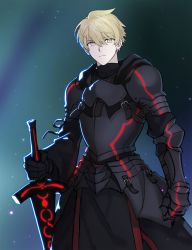 Rule 34 | 1boy, armor, armored dress, arthur pendragon (fate), arthur pendragon alter (fate), artoria pendragon (all), artoria pendragon (fate), black dress, blonde hair, cosplay, dress, excalibur morgan (fate), fate/prototype, fate (series), gauntlets, hair between eyes, has bad revision, holding, holding sword, holding weapon, looking at viewer, male focus, md5 mismatch, resolution mismatch, saber alter, saber alter (cosplay), solo, source larger, standing, sword, weapon, yellow eyes