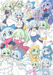 Rule 34 | 2girls, absurdres, alternate costume, asameshi, blue eyes, blue hair, cirno, daiyousei, enmaided, fairy, fairy wings, green eyes, green hair, highres, ice, ice wings, japanese clothes, kimono, long hair, maid, maid headdress, multiple girls, multiple views, obi, one side up, sash, second-party source, short hair, touhou, wings, yellow raincoat