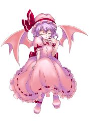 Rule 34 | 1girl, animated, animated gif, blinking, female focus, hat, hisasi, one eye closed, remilia scarlet, ribbon, short hair, solo, touhou, wings, wink