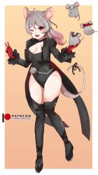 Rule 34 | 1girl, animal ears, black leotard, cosplay, heart, heart-shaped pupils, leotard, mouse ears, mouse girl, mouse tail, one eye closed, persona, persona 5, red eyes, symbol-shaped pupils, tail, virtual youtuber, wink, yoshizawa kasumi, yuuxine
