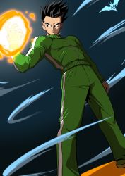 Rule 34 | 1boy, batm andrew, black eyes, black hair, commentary, dragon ball, dragon ball super, energy, english commentary, eyebrows, full body, green jacket, green pants, highres, jacket, long sleeves, male focus, pants, pocket, short hair, solo, son gohan, spiked hair, sportswear, standing, track jacket, track pants, track suit, watermark