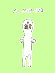 Rule 34 | character name, green background, monster, no humans, scp-173, scp foundation, seneo, simple background, solo, standing