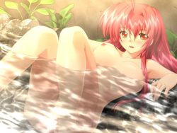 Rule 34 | 1girl, bath, blush, breasts, game cg, ikazuchi no senshi raidy, kazuma muramasa, long hair, nipples, nude, raidy, red eyes, red hair, solo, water, zyx
