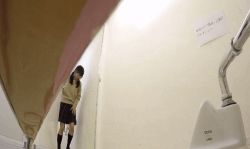 Rule 34 | 1girl, animated, animated gif, asian, censored, clothes lift, female pubic hair, identity censor, kneehighs, panties, panty pull, peeing, photo (medium), pubic hair, restroom, school uniform, shoes, skirt, skirt lift, socks, solo, squat toilet, squatting, toilet, twintails, underwear, uwabaki, white panties