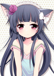 Rule 34 | 1girl, animal ears, bad id, bad pixiv id, black hair, cat ears, gokou ruri, hiroichi, long hair, mole, mole under eye, ore no imouto ga konna ni kawaii wake ga nai, red eyes, solo