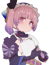 Rule 34 | 1girl, atelier (series), atelier lydie &amp; suelle, blunt bangs, blush, breasts, elbow gloves, frilled shirt collar, frills, gloves, looking at viewer, lydie marlen, medium hair, pink eyes, pink hair, purple hair, side ponytail, small breasts, solo, steepled fingers, sumiyao (amam), upper body, white background