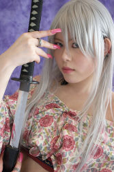 Rule 34 | cosplay, natsume maya, photo (medium), silver hair, sword, takizawa kazuya, tenjou tenge, weapon