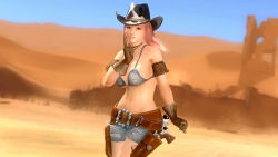 Rule 34 | 1girl, 3d, breasts, cowboy hat, dead or alive, dead or alive 5, desert, hat, honoka (doa), large breasts, official art, solo, tecmo