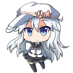 Rule 34 | 10s, 1girl, ?, animated, animated gif, bad id, bad nicoseiga id, black thighhighs, blue eyes, chestnut mouth, chibi, frown, hat, hibiki (kancolle), kantai collection, long hair, lowres, noai nioshi, open mouth, pleated skirt, school uniform, serafuku, silver hair, skirt, smile, solo, spoken question mark, thighhighs, verniy (kancolle)