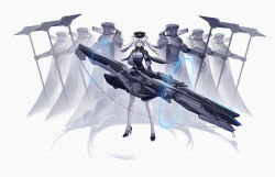 Rule 34 | 1girl, 6+others, armor, black gloves, cape, capelet, epaulettes, fringe trim, full armor, gloves, grey eyes, gun, hair ornament, hairclip, hat, high heels, highres, holding, holding gun, holding weapon, huge weapon, long hair, looking at viewer, multiple others, original, pantyhose, peaked cap, science fiction, smoke, twintails, weapon, white background, white hair, white pantyhose, xin (1844210356)