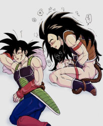 Rule 34 | 2boys, age difference, bardock, bottomless, dragon ball, dragonball z, father and son, male focus, masturbation, multiple boys, muscular, raditz, scar, tail, yaoi