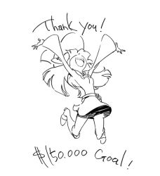 Rule 34 | 10s, 1girl, artist request, belt, boots, dollar sign, dress, english text, full body, greyscale, hat, jumping, kagari atsuko, kickstarter, little witch academia, long hair, monochrome, non-web source, official art, open mouth, simple background, sketch, solo, thank you, trigger (company), white background, witch, witch hat