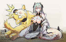 Rule 34 | 1girl, absurdres, bare shoulders, blush, bodysuit, breasts, changpan hutao, cleavage, cleavage cutout, clothing cutout, girls&#039; frontline, highres, huge filesize, idw (girls&#039; frontline), large breasts, long hair, longcat (meme), looking at viewer, ltlx 7000 (girls&#039; frontline), m4 sopmod ii jr, meme, mole, mole on breast, red eyes, revealing clothes, sideboob, sideboob cutout, silver hair, sitting, skin tight, smile, solo, underboob, underboob cutout, very long hair