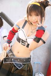 Rule 34 | 1girl, asian, belt, breasts, cosplay, cosplay photo, dutch angle, elbow gloves, gloves, guitar, hairband, highres, instrument, kipi-san, looking at viewer, midriff, outdoors, photo (medium), real life, small breasts, solo, suzumiya haruhi, suzumiya haruhi (cosplay), suzumiya haruhi no yuuutsu