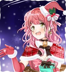 Rule 34 | 1girl, breasts, christmas, gloves, hat, love live!, love live! nijigasaki high school idol club, love live! school idol festival, pink hair, uehara ayumu