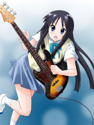 Rule 34 | 1girl, akiyama mio, artist request, bass guitar, black hair, instrument, k-on!, kyoto animation, long hair, school uniform, solo, tagme