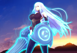 Rule 34 | 1girl, breasts, lance, large breasts, long hair, polearm, red eyes, selvaria bles, senjou no valkyria (series), silver hair, solo, weapon