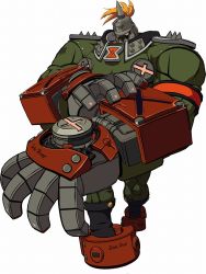 Rule 34 | 1boy, 3d, arc system works, epaulettes, guilty gear, guilty gear xrd, helmet, highres, male focus, mechanical arms, military, military uniform, official art, orange hair, ponytail, potemkin (guilty gear), solo, spiked helmet, spikes, textless version, uniform