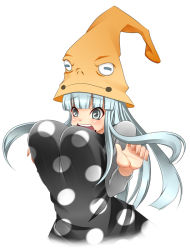 Rule 34 | 00s, 1girl, aoinagi, blue eyes, blue hair, bouncing breasts, breasts, dress, eruka frog, female focus, hat, huge breasts, long hair, matching hair/eyes, open mouth, polka dot, solo, soul eater, witch hat, wizard hat