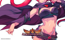 Rule 34 | aq interactive, arcana heart, arcana heart 3, atlus, breasts, cleavage, detached sleeves, examu, highres, midriff, navel, official art, red hair, scharlachrot