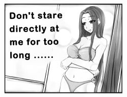 Rule 34 | 1girl, bad id, bad pixiv id, breasts, cleavage, english text, greyscale, large breasts, league of legends, leona (league of legends), long hair, monochrome, monochrome, oldlim, solo, swimsuit
