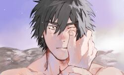 Rule 34 | 2boys, ao isami, black hair, grabbing another&#039;s arm, highres, male focus, multiple boys, mzzr 09, official alternate hairstyle, one eye closed, portrait, pov, pov hands, solo focus, sunrise, tearing up, tears, thick eyebrows, toned, toned male, wiping tears, yaoi, yuuki bakuhatsu bang bravern