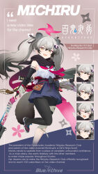 Rule 34 | 1girl, absurdres, animal ears, armpits, asymmetrical legwear, bandaged leg, bandages, black scarf, blue archive, breasts, detached sleeves, eyeshadow, full body, grey hair, gun, halo, highres, leg up, long hair, looking at viewer, makeup, michiru (blue archive), neckerchief, official art, pink eyeshadow, pink neckerchief, pump action, raccoon ears, raccoon girl, raccoon hair ornament, raccoon tail, remington 870, scarf, school uniform, seicoh, shotgun, small breasts, smile, solo, tail, twintails, weapon, yellow eyes