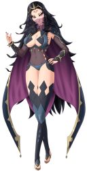Rule 34 | 1girl, absurdres, black hair, breasts, cape, cleavage, commission, commissioner upload, crossed legs, fire emblem, fire emblem fates, high heels, highres, large breasts, long hair, mouth veil, nail polish, nintendo, nyx (fire emblem), aged up, pink eyes, pollo1567, sandals, solo, toenail polish, toenails, veil, very long hair, watson cross