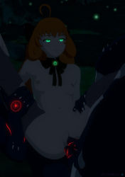 Rule 34 | 3d, anal, android, double penetration, glowing, glowing eyes, green eyes, grimm (rwby), interspecies, necromalock, orange hair, penis, penny polendina, rwby, uncensored, vaginal