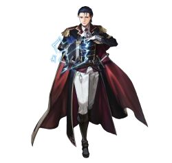 Rule 34 | 1boy, absurdres, black hair, book, cape, commentary request, epaulettes, fire emblem, fire emblem: thracia 776, fire emblem heroes, gloves, hair slicked back, highres, lightning, looking at viewer, male focus, momo jiru, nintendo, official alternate costume, official art, red cape, reinhardt (fire emblem), reinhardt (thrud reborn) (fire emblem), solo, white gloves